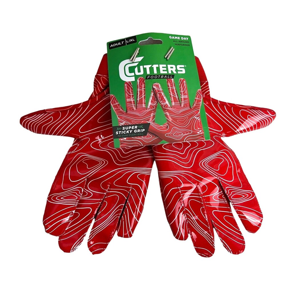 Cutters Game Day Receiver Gloves  Adult Size L/XL  Football  NWT  Red